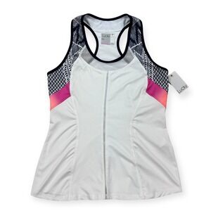 NEW Lucky In Love Tank Top Women's Small White Racerback Pullover Tennis Golf